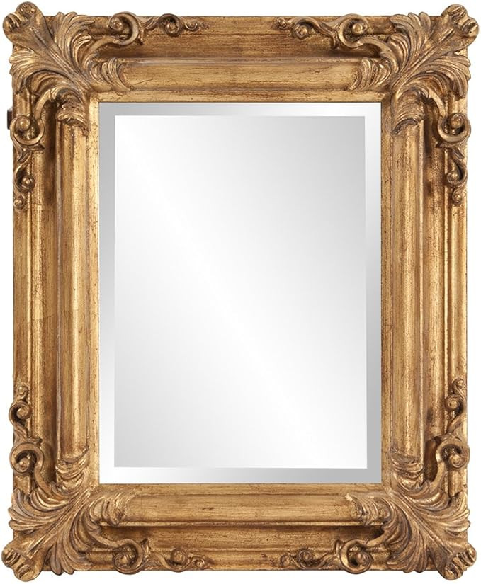 Howard Elliott Edwin Hanging Rectangular Accent Rustic Antique Gold Wall Mounted Mirrors, Elegant... | Amazon (US)