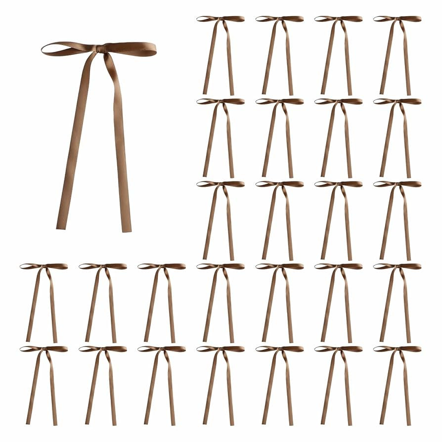 30 Pcs Satin Bows with Twist Tie 5 x 7 Inch Pretied Premade Ribbon Bows for Tree Wreath Garland H... | Amazon (US)