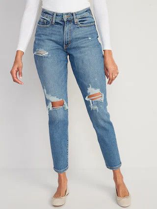 Curvy High-Waisted OG Straight Ripped Jeans for Women | Old Navy (US)