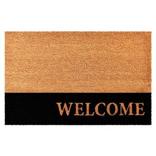 Welcome Black Stripe Doormat, 24" x 48" | The Home Depot