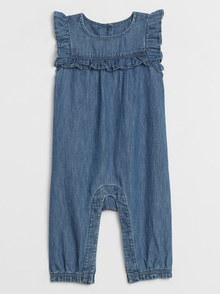 Baby Ruffle Denim One-Piece | Gap Factory