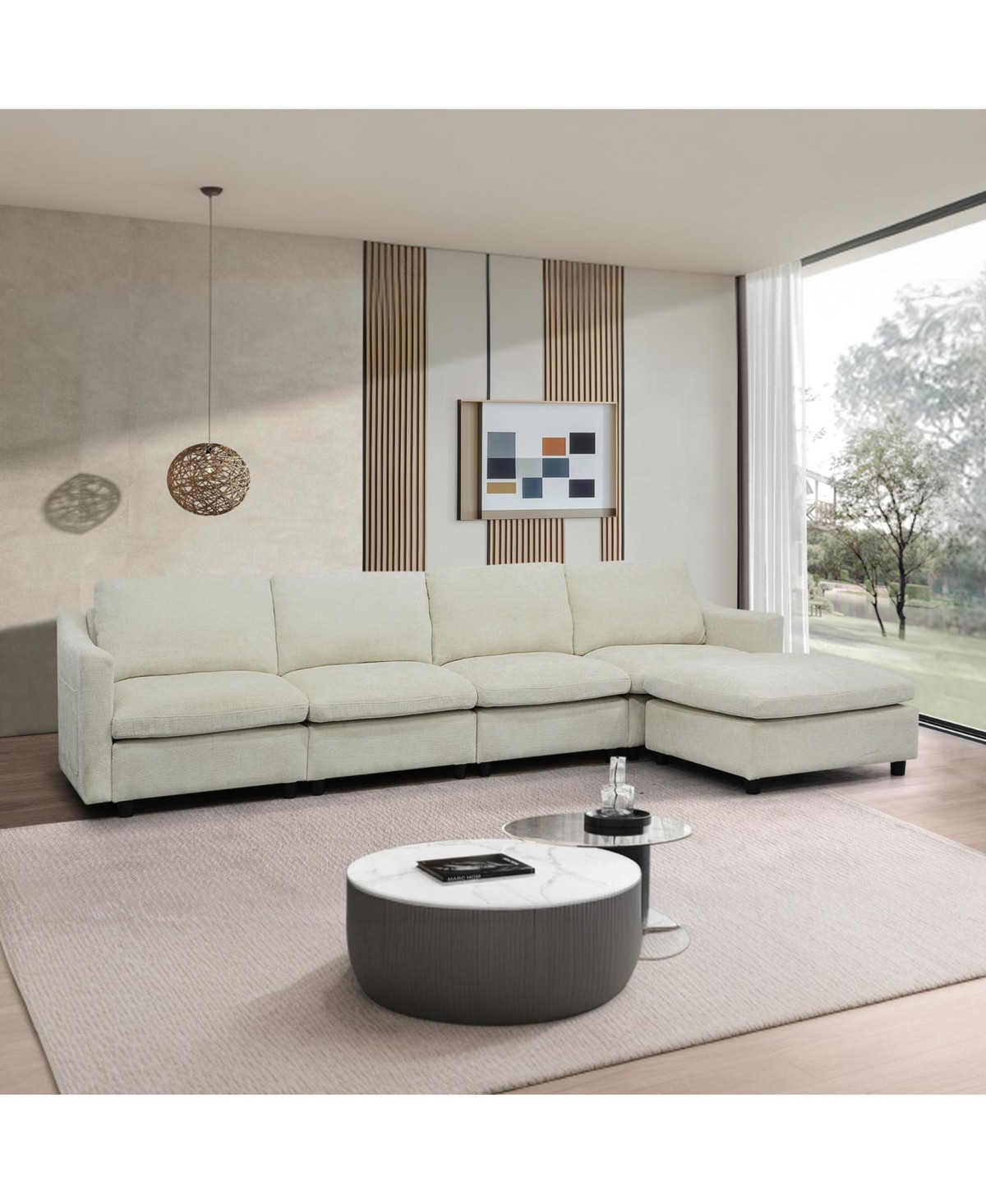 Streamdale Beige Modular Cloud Sofa, Ottoman & Pillows Modern Living Room Couch - Beige | Macy's