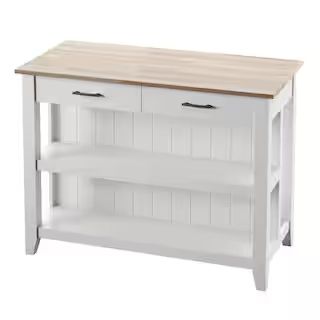 Twin Star Home White Kitchen Island with Open Shelves KI10890-TPT85 - The Home Depot | The Home Depot