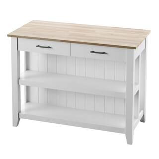Twin Star Home White Kitchen Island with Open Shelves KI10890-TPT85 - The Home Depot | The Home Depot