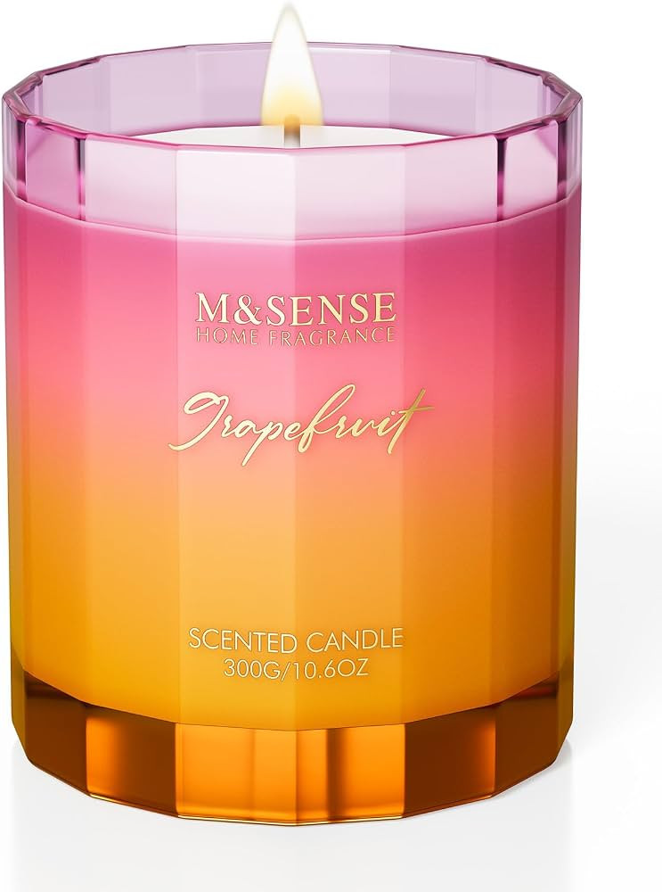 M&SENSE Grapefruit Scented Candles for Home, 10.6oz 60 Hours Non Toxic Natural Soy Candles in Gla... | Amazon (US)