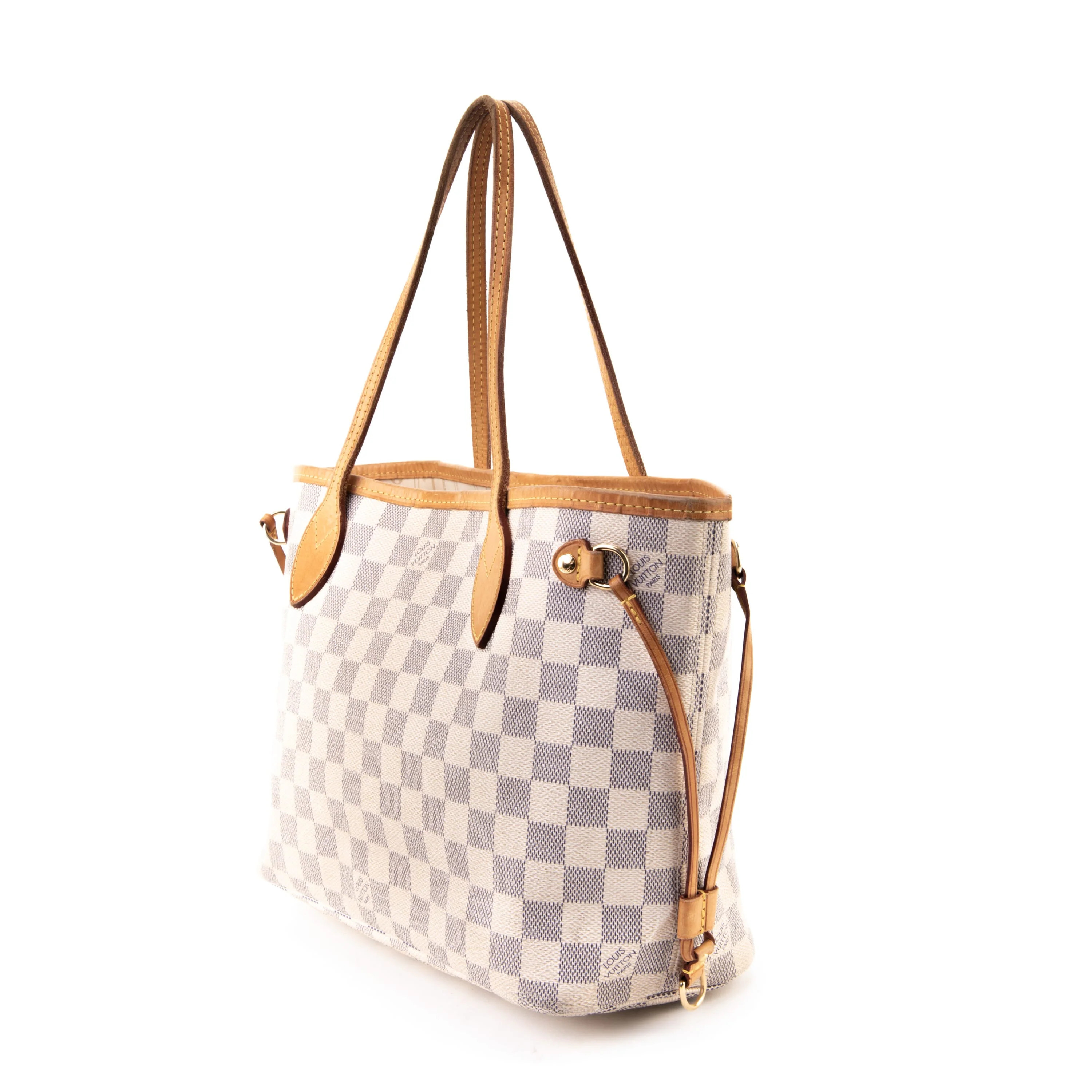 Louis Vuitton Neverfull Damier Azur Tote Bag in White Lord & Taylor | Lord & Taylor