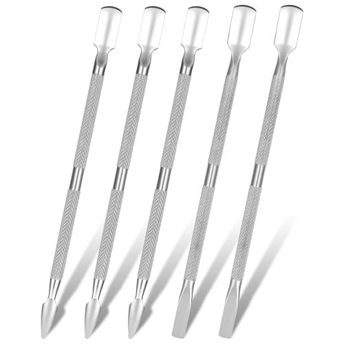 Lnngub 5 Pcs Cuticle Pusher Tool,Dual-Ended Cuticles Pushers Metal Cuticle Pusher and Scraper Stainless Steel Nail Scraper Tool Nail Cleaner Tools for Professional Salon & Home Manicure | Amazon (US)