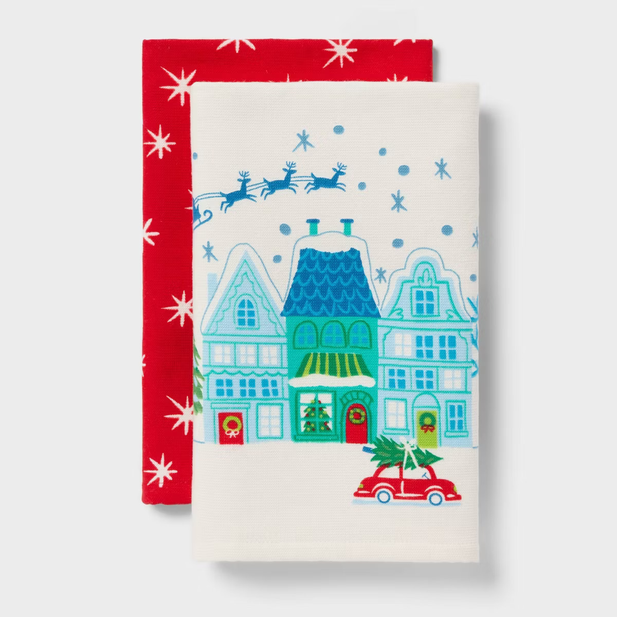 2pk Christmas Winter Village Scene Hand Towels White - Wondershop™ | Target
