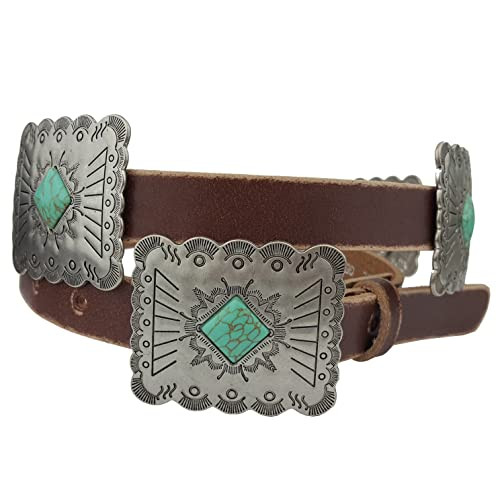 Western Concho Style Belt w. scalloped edge concho Brown L | Amazon (US)