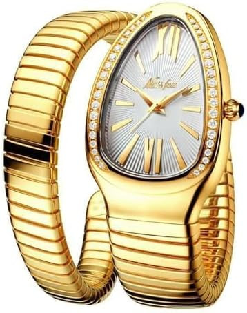 Classic Snake Shape Watch for Women Gold Silver Scaleable Bracelet Womens Watches Bling Diamonds ... | Amazon (US)