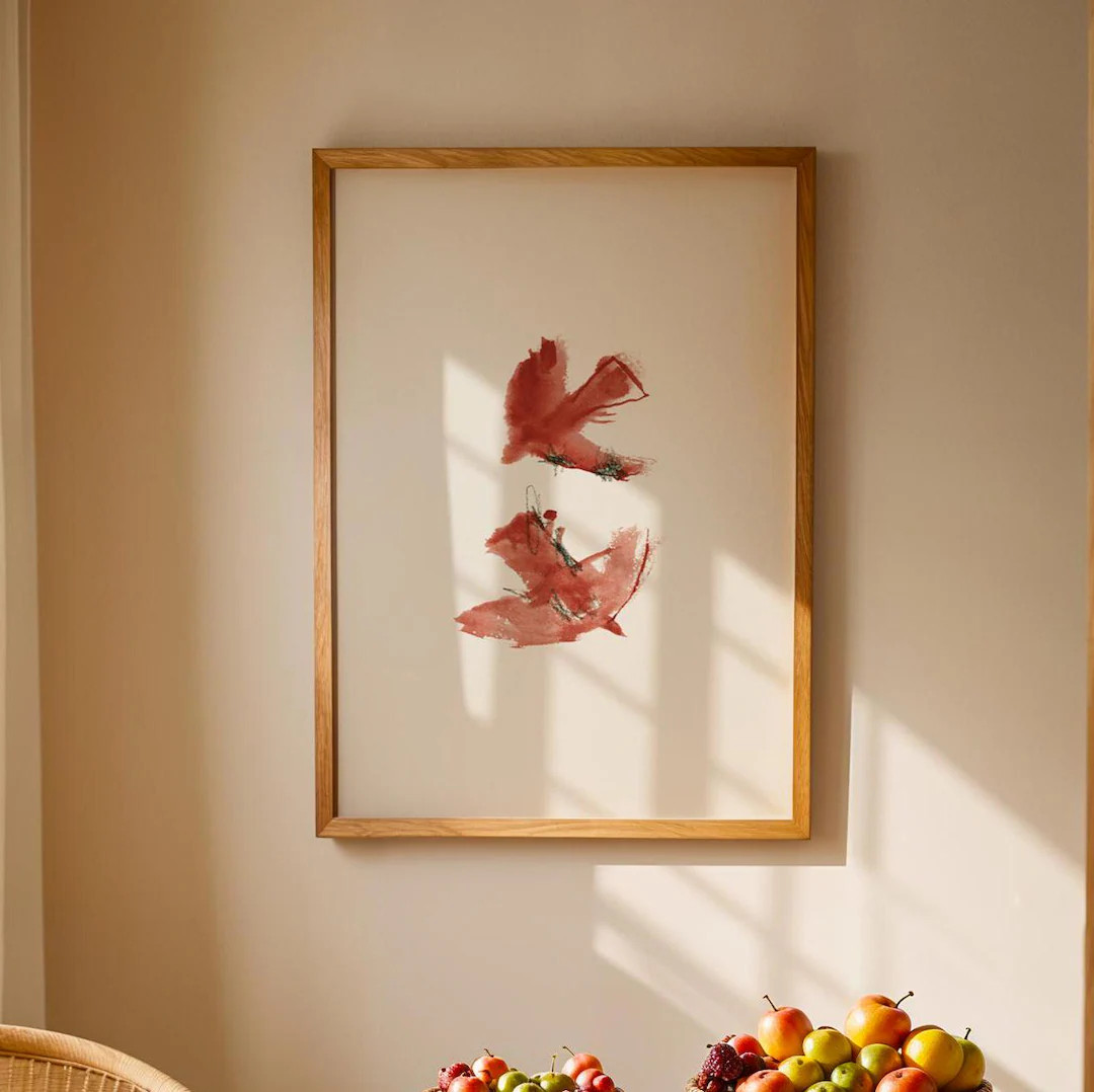 Red Abstract Birds Watercolor Painting | Fine Art Print - Etsy | Etsy (Global)