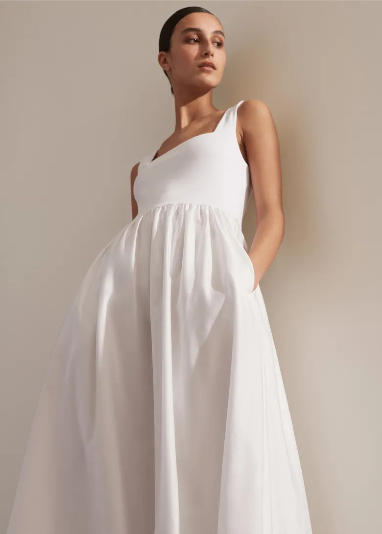 Mixed Media Square Neck Maxi Dress | ME+EM Global (Excluding US)