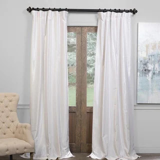 Exclusive Fabrics Textured Faux Dupioni Silk Blackout Curtain Panel - 50 X 108 - Ice | Bed Bath & Beyond