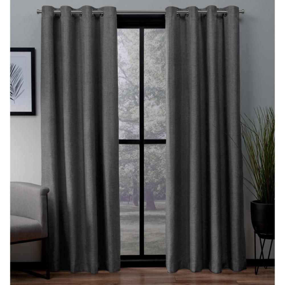 Amalgamated Textiles London Charcoal Textured Linen Thermal Grommet Top Window Curtain, Grey | The Home Depot