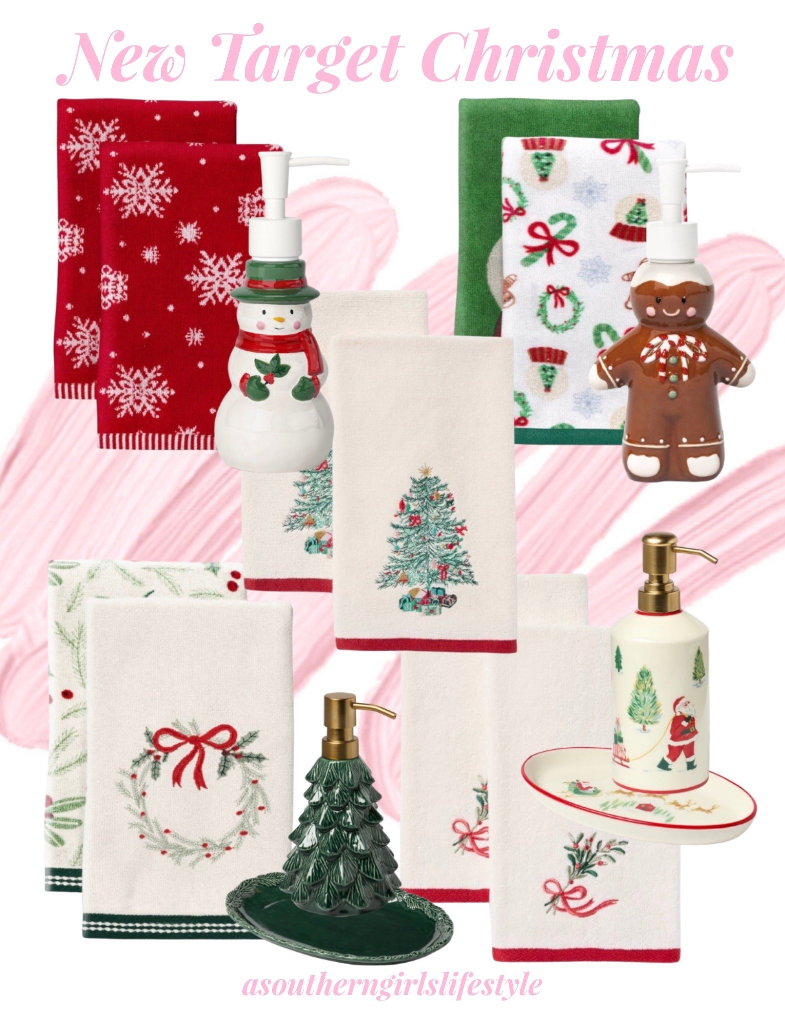 New Target Christmas Hand Towel Sets & Soap Dispensers - can be mixed & matched! Sweet touches in a bathroom for the holiday season 

Snowflake Hand Towels, Snowman Soap Pump, Snowglobe Hand Towel Set, Gingerbread Soap Pump, Christmas Tree Hand Towel Set, Christmas Wreath Hand Towel Set, Tree Soap Pump, Ceramic Tray, Embroidered Mistletoe Hand Towel Set, Scenic Christmas Pump & Scenic Tray 

Christmas Decor. Christmas Home. Christmas Decorations. Home Decor. Deck the Halls

#LTKSeasonal #LTKHome