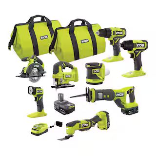 RYOBI ONE+ 18V 8-Tool Combo Kit with (1) 1.5 Ah Battery and (2) 4.0 Ah Batteries and Charger PCL1... | The Home Depot