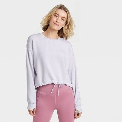 Women&#39;s Cozy Soft Fleece Crewneck Pullover Sweatshirt - All in Motion&#8482; Frosty Lavender ... | Target