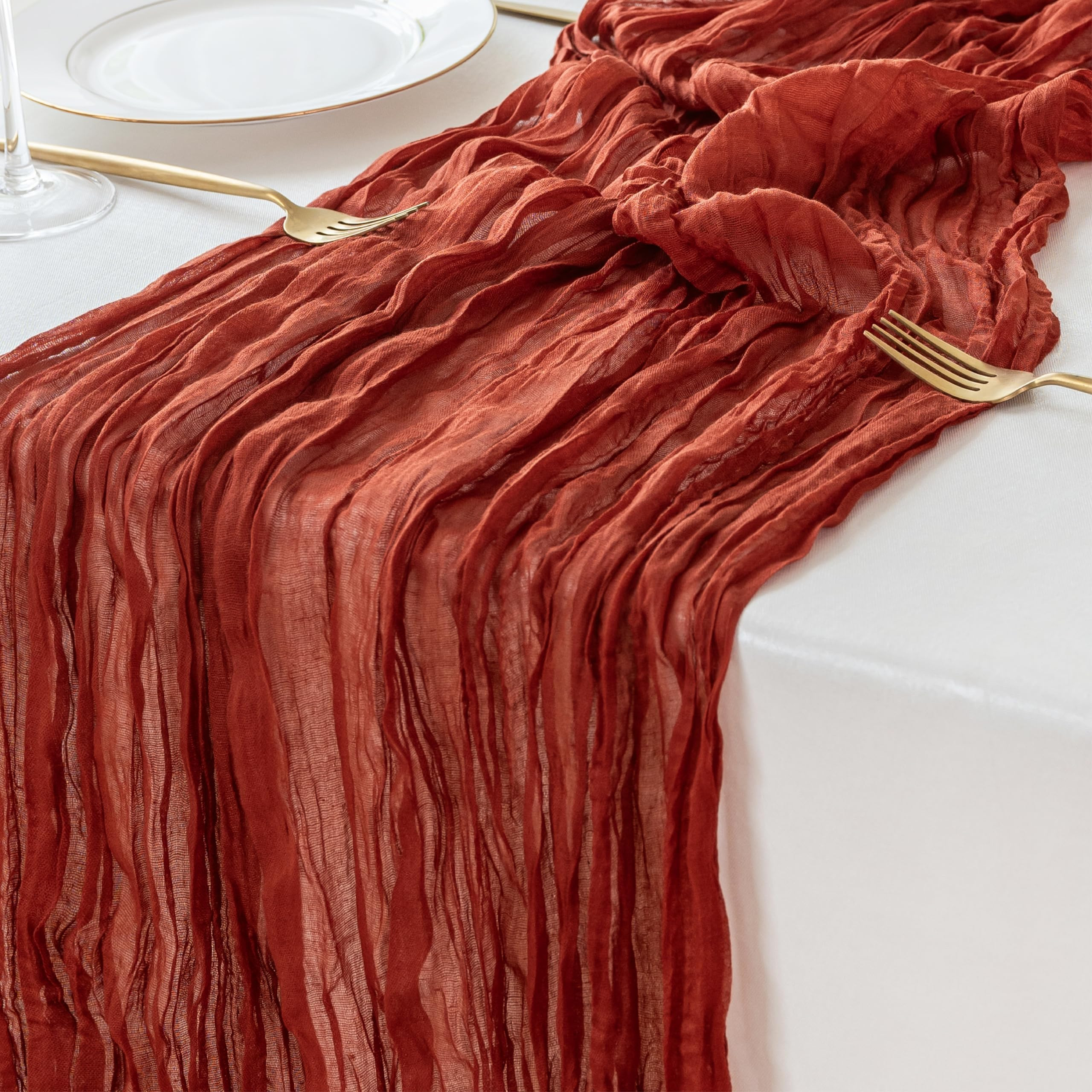 Sioloc 1 Pack Terracotta Cheesecloth Table Runner Summer Decor 90cmX300cm Boho Gauze Runner for F... | Amazon (UK)