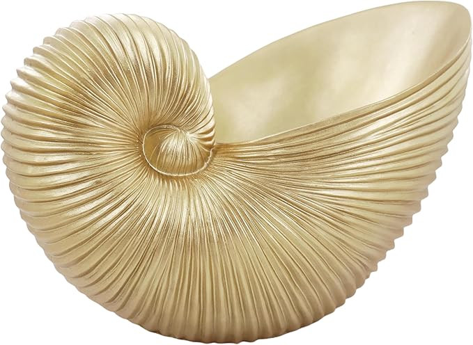 Gold Nautilus Shell Resin Sculpture – Coastal Sea Shell Statue for Home Décor, Modern Ocean In... | Amazon (US)