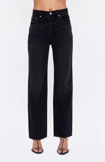 Pistola Cassie High Waist Distressed Hem Straight Leg Jeans | Nordstrom | Nordstrom