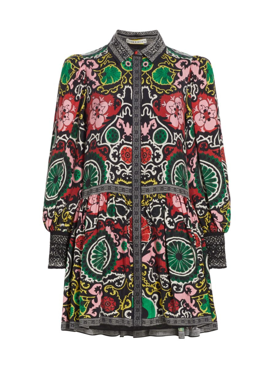 Shop Alice + Olivia Bertha Floral Mini Shirtdress | Saks Fifth Avenue | Saks Fifth Avenue