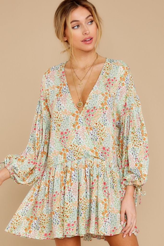 Always Delightful Multi Floral Print Dress | Red Dress 