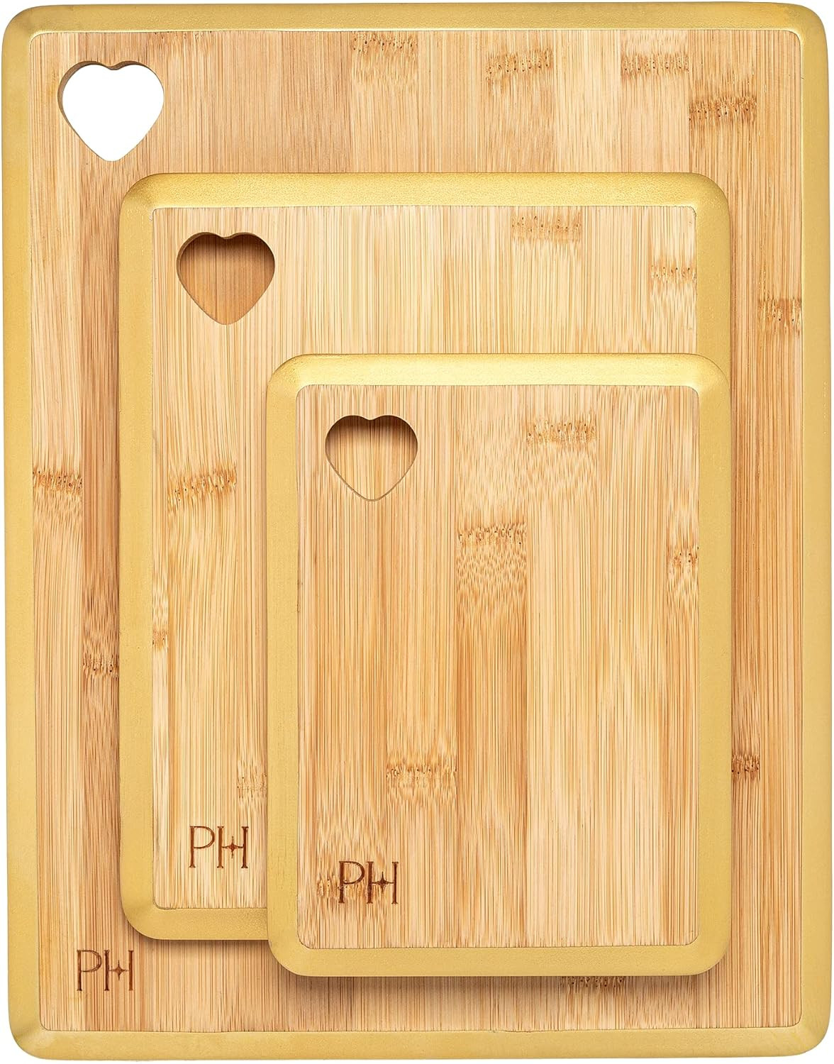 Paris Hilton Reversible Bamboo Cutting Board Set with Heart Shaped Cut-Out Design, Glamorous Gold... | Amazon (US)