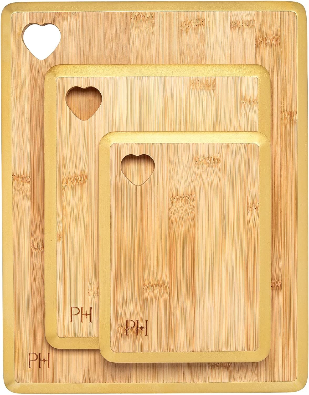 Paris Hilton Reversible Bamboo Cutting Board Set with Heart Shaped Cut-Out Design, Glamorous Gold... | Amazon (US)