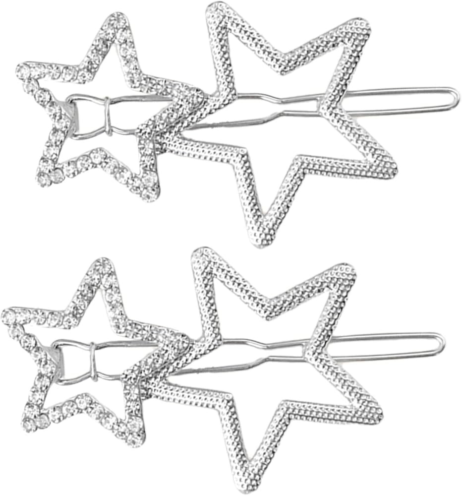 2Pcs Hollow Star Hair Clips, Non-Slip Metal Geometric Hairpin, Elegant Rhinestone Hair Barrettes ... | Amazon (US)