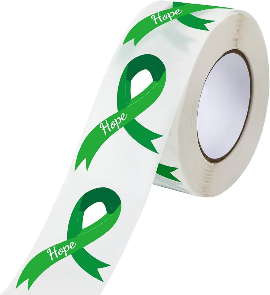 SANNIX 500Pcs Mental Health Awareness Stickers Roll, Green Ribbon Awareness Stickers Decal Adhesi... | Amazon (US)