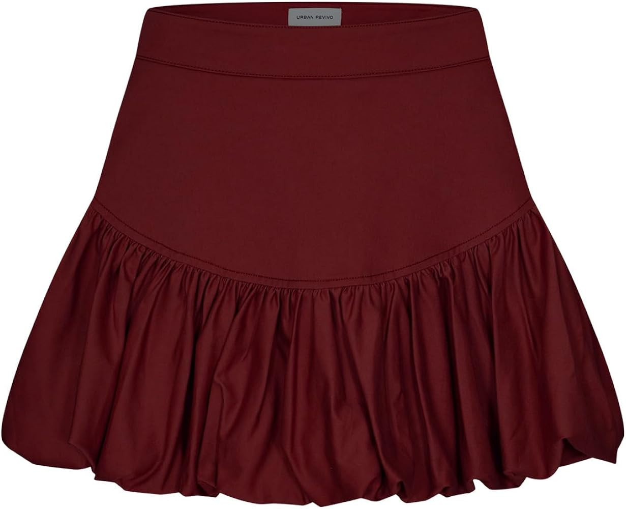 URBAN REVIVO Bubble Mini Skirts A-Line Skirt | Amazon (US)