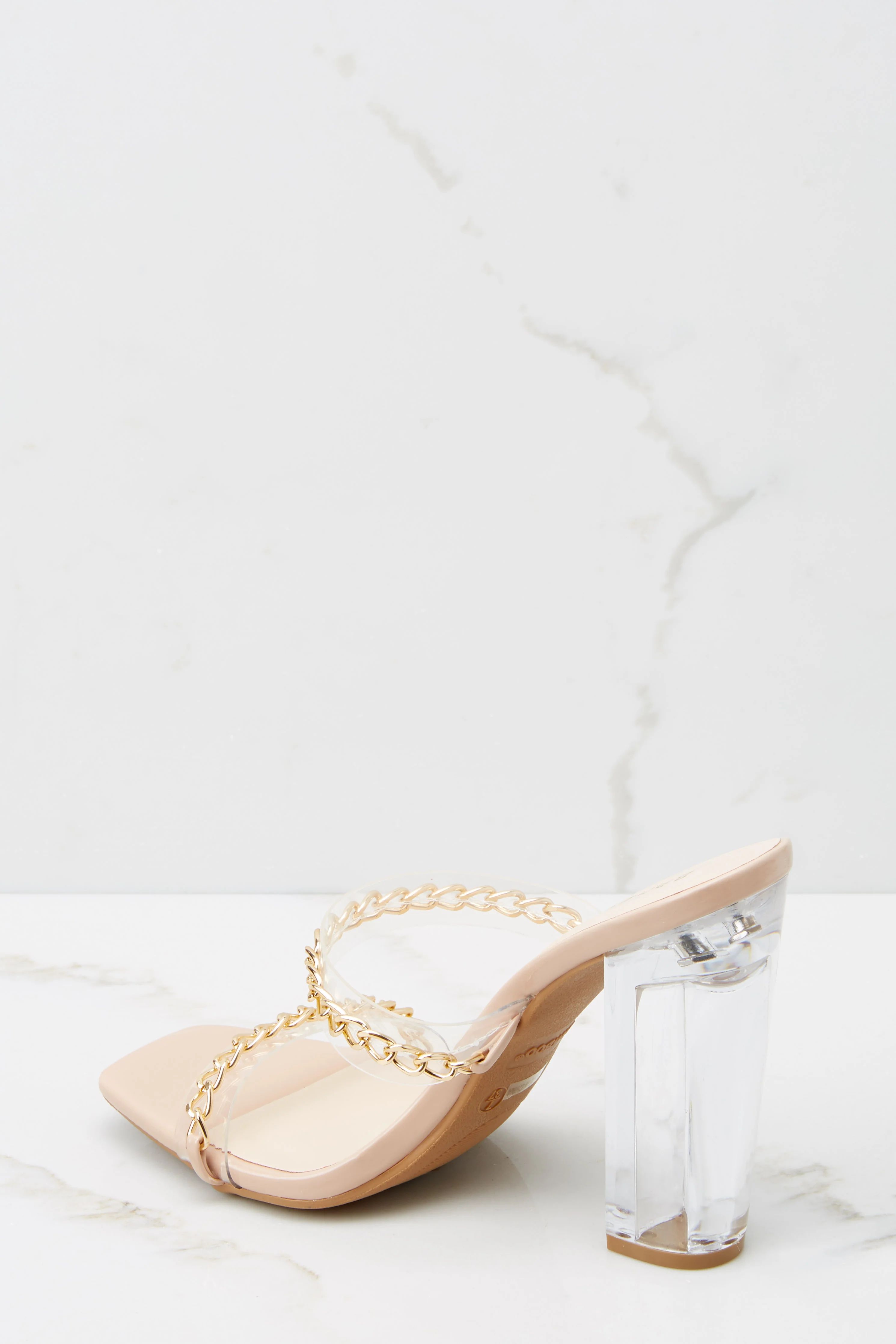 Fashion Edge Nude And Clear Heels | Red Dress 