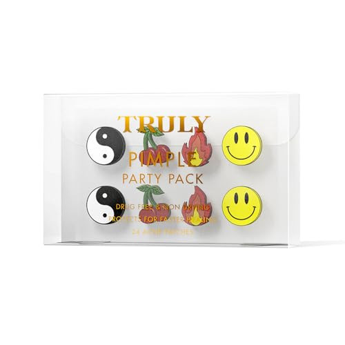 Truly Beauty Pimple Party Pack with Hydrocolloid Acne Patches - Pimple Patch Cute - Zit Patch - Pimples Patches Face - Pimple Stickers - Cute Pimple Patches - 24 CT - 12 mm | Amazon (US)