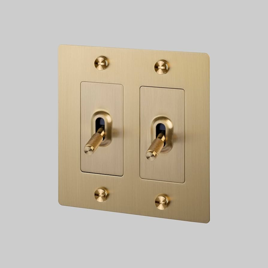 Buster and Punch 2 Gang Double Toggle Light Switch 1-Way Cross Knurl Without Logo in Brass | Amazon (US)