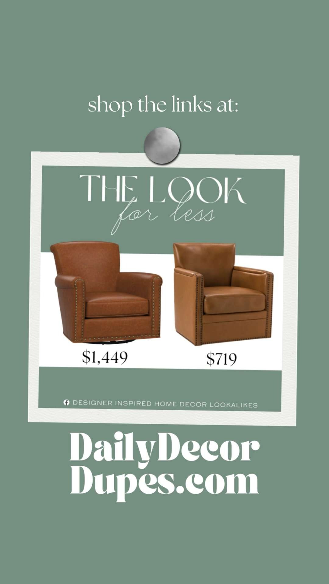 Inspired by Pottery Barn Swivel Chair. Modern Swivel Chair. Leather Accent Chair. Swivel Leather Chair. Contemporary Leather Lounge Chair. Mid-Century Swivel Chair. Living Room Swivel Chair. Stylish Leather Swivel Armchair.  

Home more affordable option find copy cat similar look for less budget friendly affordable cheap cheaper beautiful pretty. Clearance sale coupon code discount code promo code luxury lookalike look a like Inspo inspiration inspired by idea ideas Love like these? I share multiple every day in my FB group.
#potterybarninspired #swivelchair #livingroomchair #loungechair #accentchair #modernfurniture #homedecorinspo #furniturefinds 

 #LTKHome