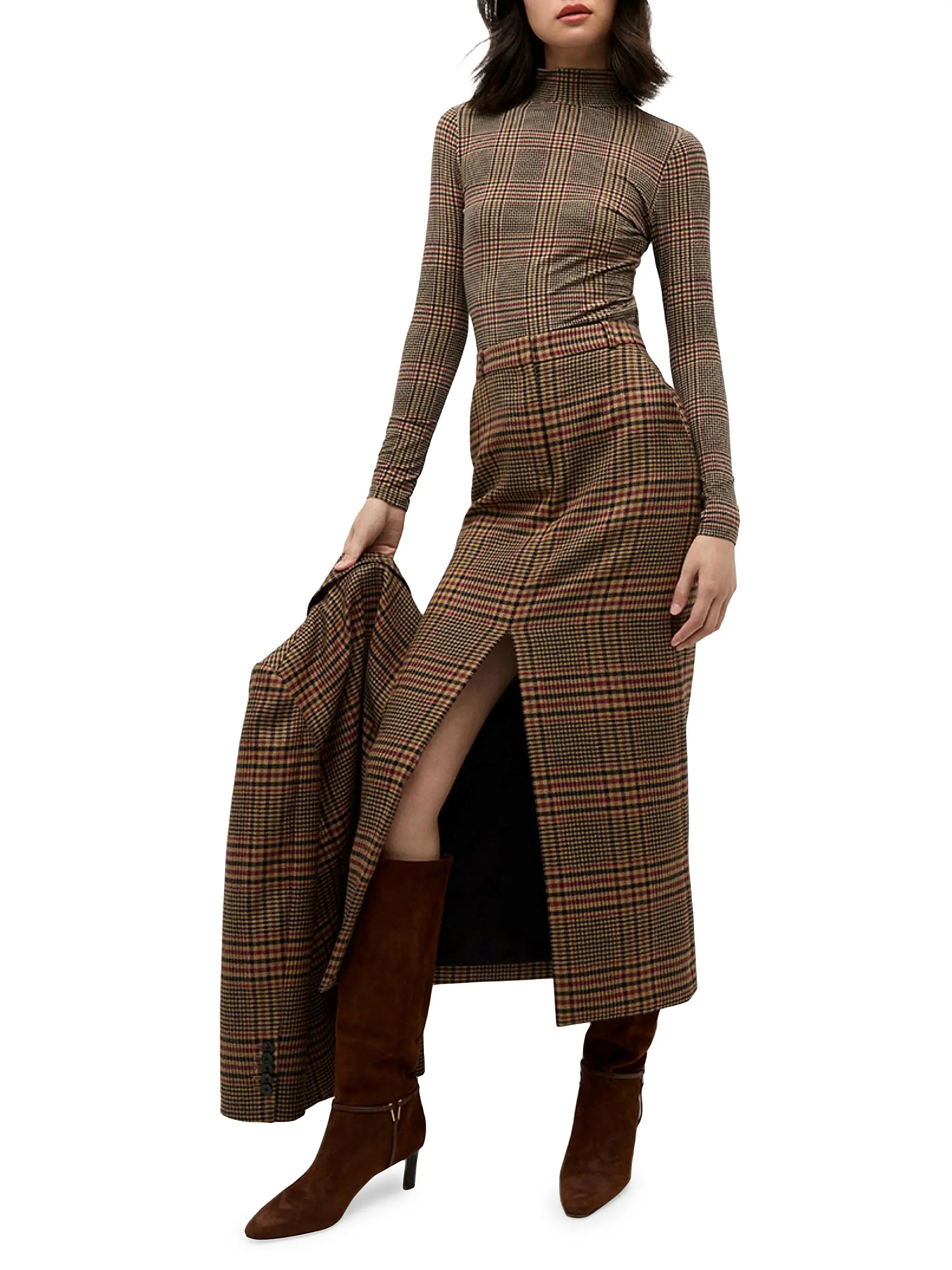 Nate Plaid Turtleneck Top | Saks Fifth Avenue