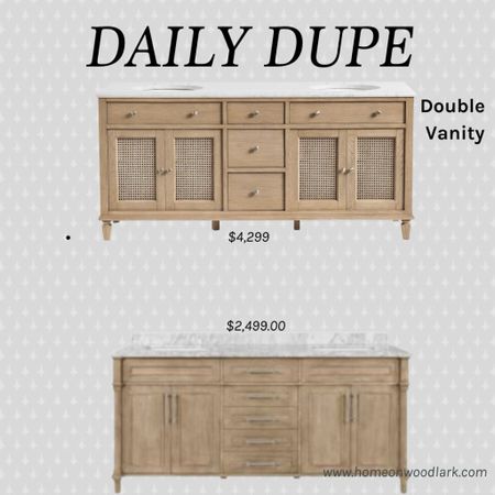 Daily Dupe:  Double vanity for your bathroom.  

Solid wood bathroom vanity.  Pottery Barn vanity.  Home Depot vanity.  

#LTKhome #LTKsalealert #LTKfamily