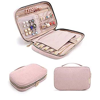 Jewelry Organizer Case Travel Jewelry Storage Bag for Necklace, Earrings, Rings, Bracelet, Pink | Walmart (US)