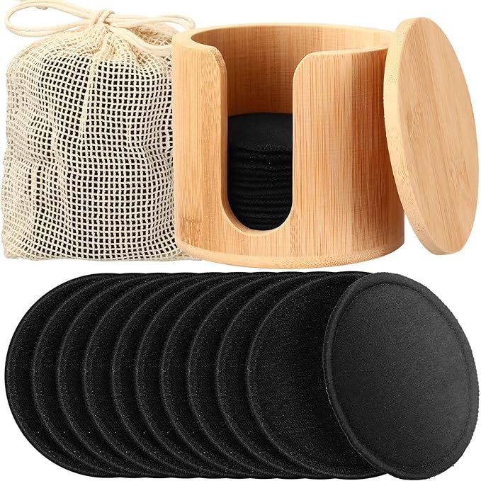 40 Pieces Reusable Makeup Remover Pads Natural Washable Bamboo Cotton Rounds for Most Skin Types ... | Amazon (US)