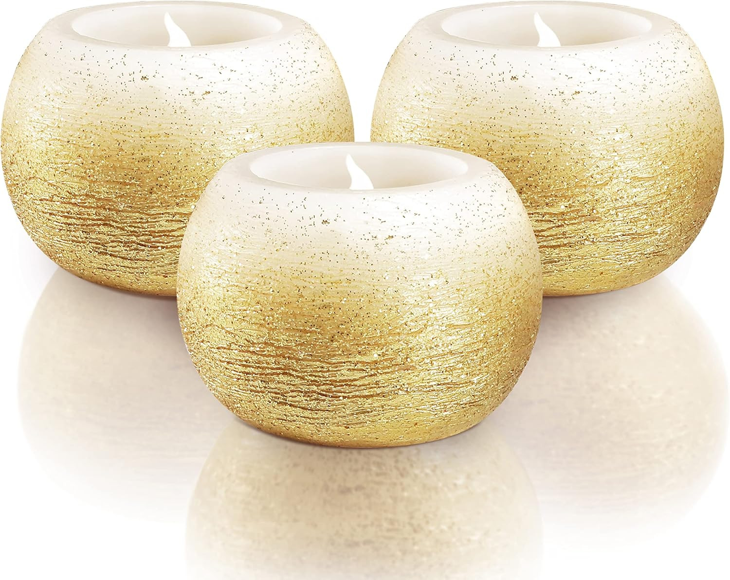Furora LIGHTING Christmas Decor Real Wax Flameless Candles Battery Operated, Gold Decor for Livin... | Amazon (US)