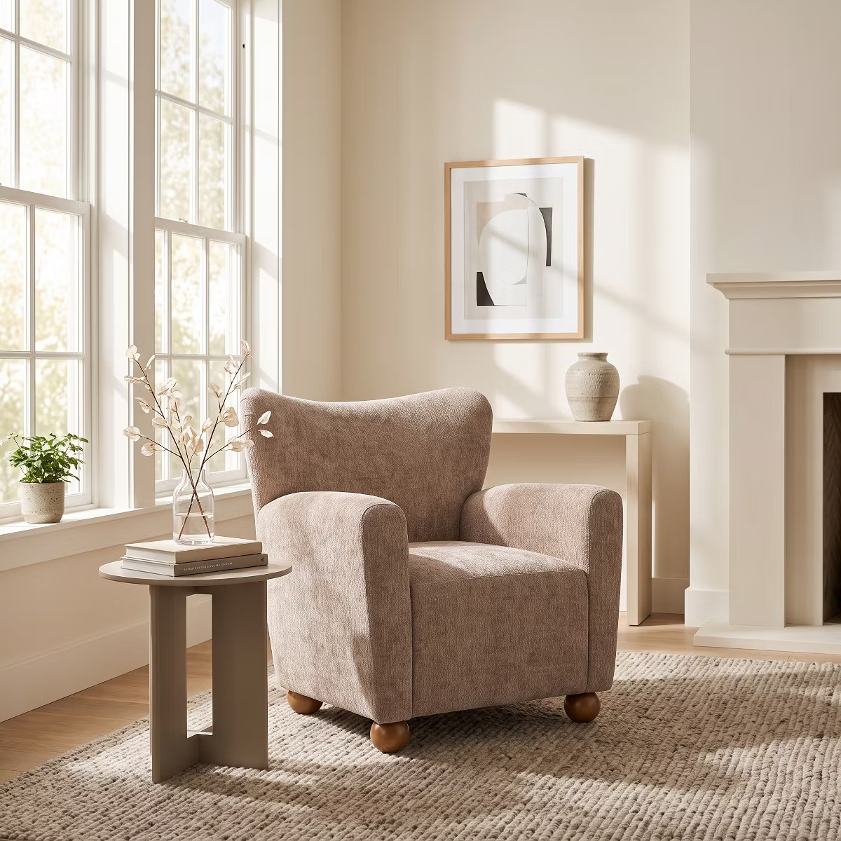 Christopher Knight Home Ember Contemporary Wingback Upholstered Accent Chair, Light Brown | Target