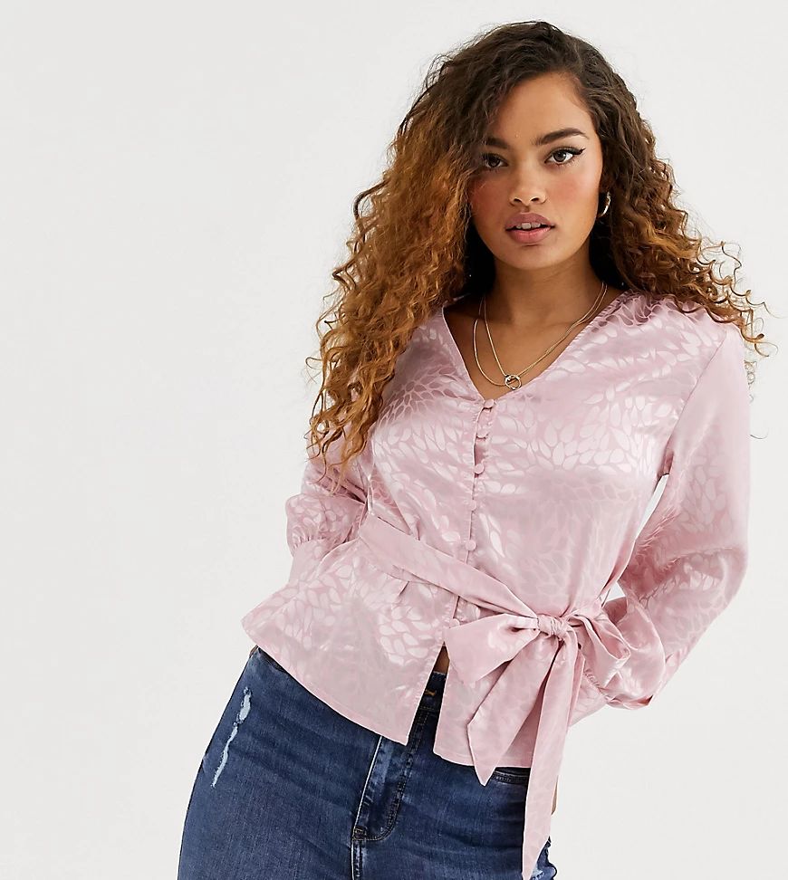 Y.A.S Petite Sybls satin button up blouse-Pink | ASOS (Global)