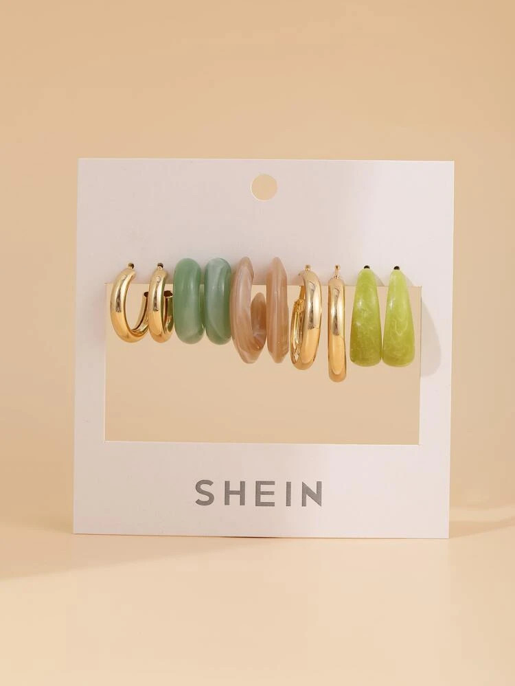 5pairs Minimalist Hook Earrings | SHEIN