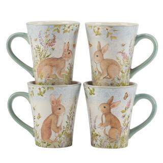 16 Fl. Oz. Multi-Colored Easter Meadow Earthenware Beverage Mugs (Set of 4) | The Home Depot