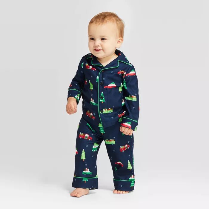 Toddler Holiday Car Flannel Pajama Set - Wondershop™ Navy | Target