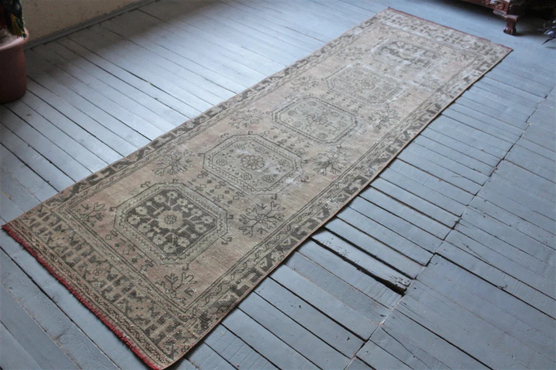 3'5"x11' Ft RUNNER, Vintage Konya Rug Runner, Turkish Wool Rug Runner, Anatolian Low Piled Rug Ru... | Etsy (US)