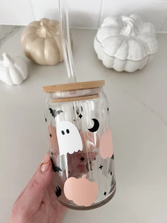 Pastel Halloween Glass Can  Iced Coffee Cup  Soda Glass - Etsy | Etsy (US)