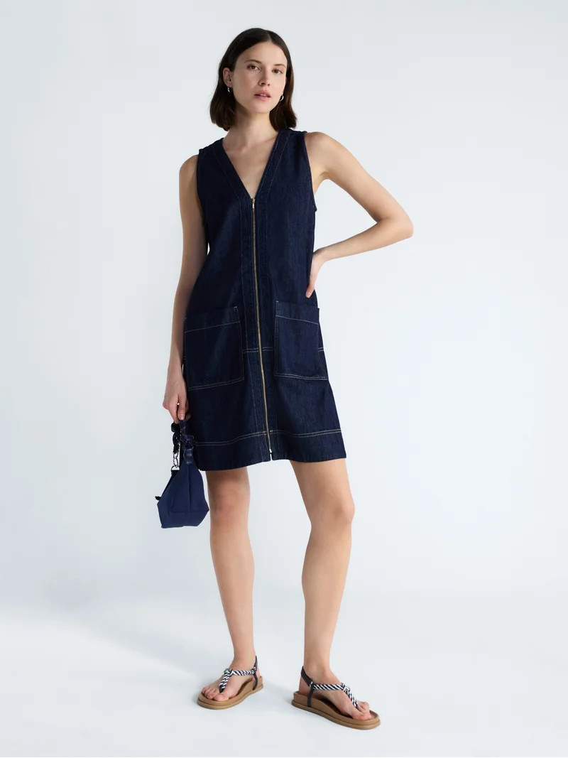 Free Assembly Women's and Women's Plus Sleeveless Denim A Line Mini Dress, Sizes XS-4X | Walmart (US)