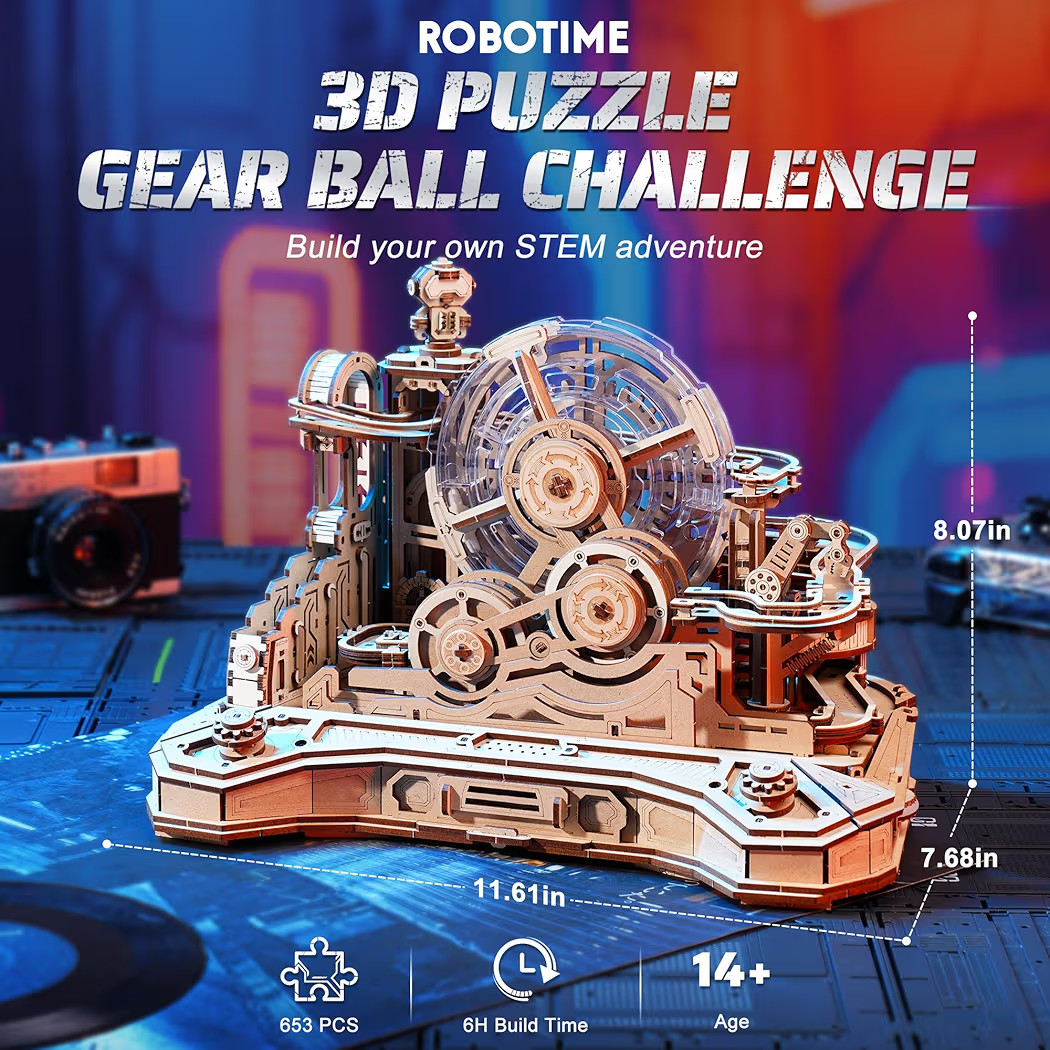 ROBOTIME 3D Wooden Puzzles Marble Run Set - 3D Puzzles for Adults-Mechanical Model Kit for Adults... | Amazon (US)