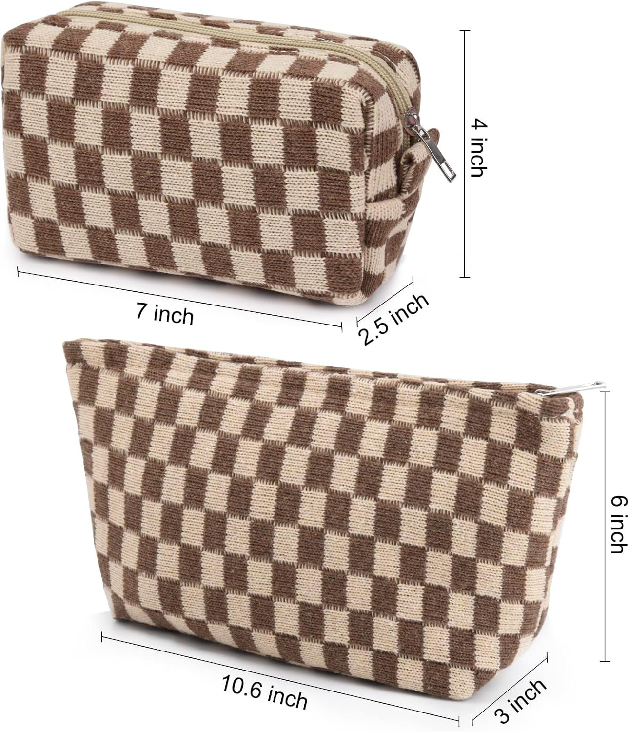 SOIDRAM 2 Pieces Makeup Bag Large Checkered Cosmetic Bag Capacity Canvas Mix Travel Toiletry Bag ... | Amazon (US)